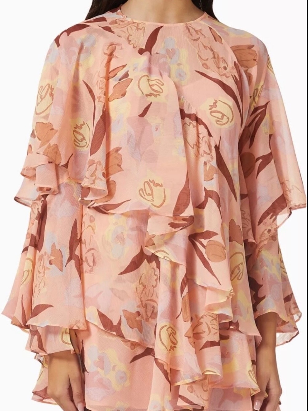 Ted Baker pink Pegaia sleeve detail ruffle coral dress